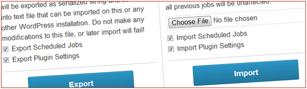 Export and Import of settings and jobs