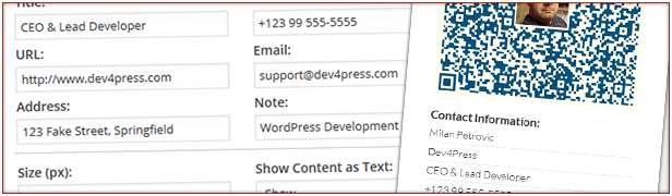 4 Widgets to add QR Codes, including vCard contact information